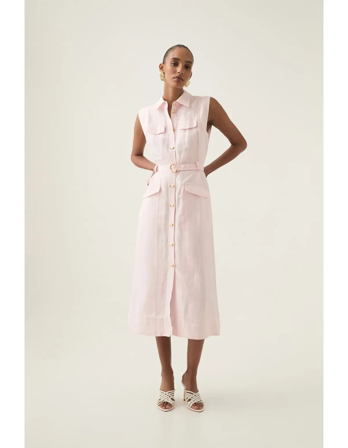 Aje Dulcet Logo Midi Dress Pastel Pink Size 10  - Image 1