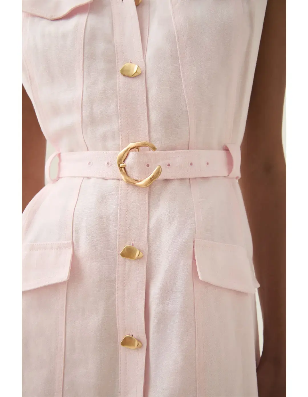Aje Dulcet Logo Midi Dress Pastel Pink Size 10  for rent on The Volte - main image