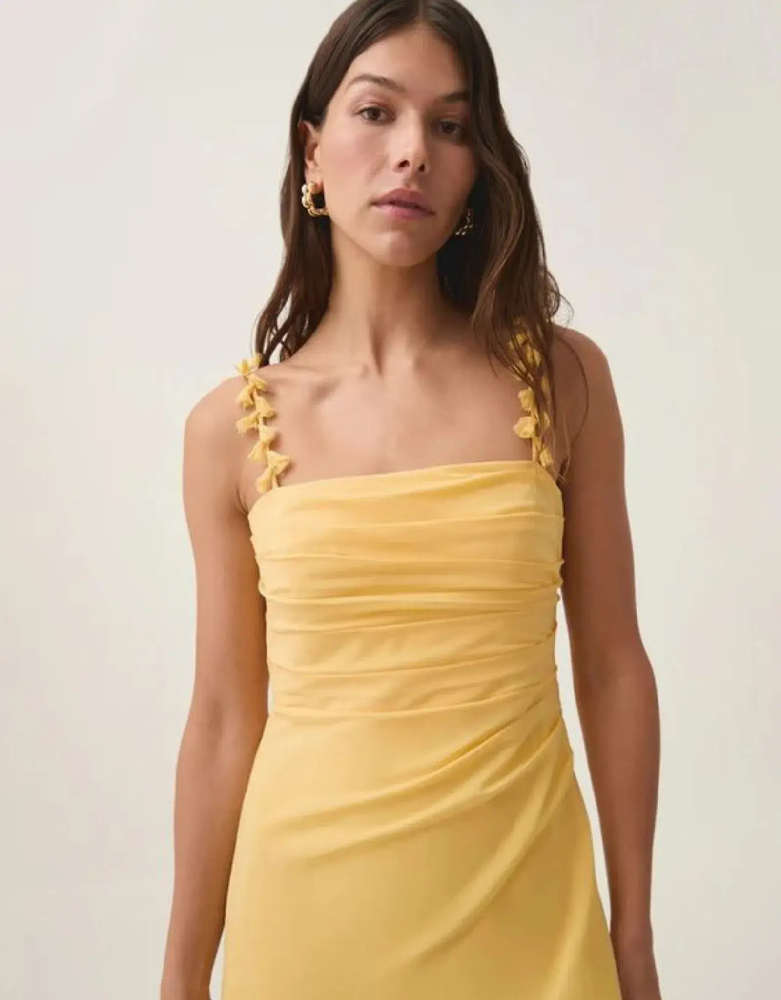 Aje Soulful Pom Pom Midi Dress Soft Yellow Size AU 8 - Image 5