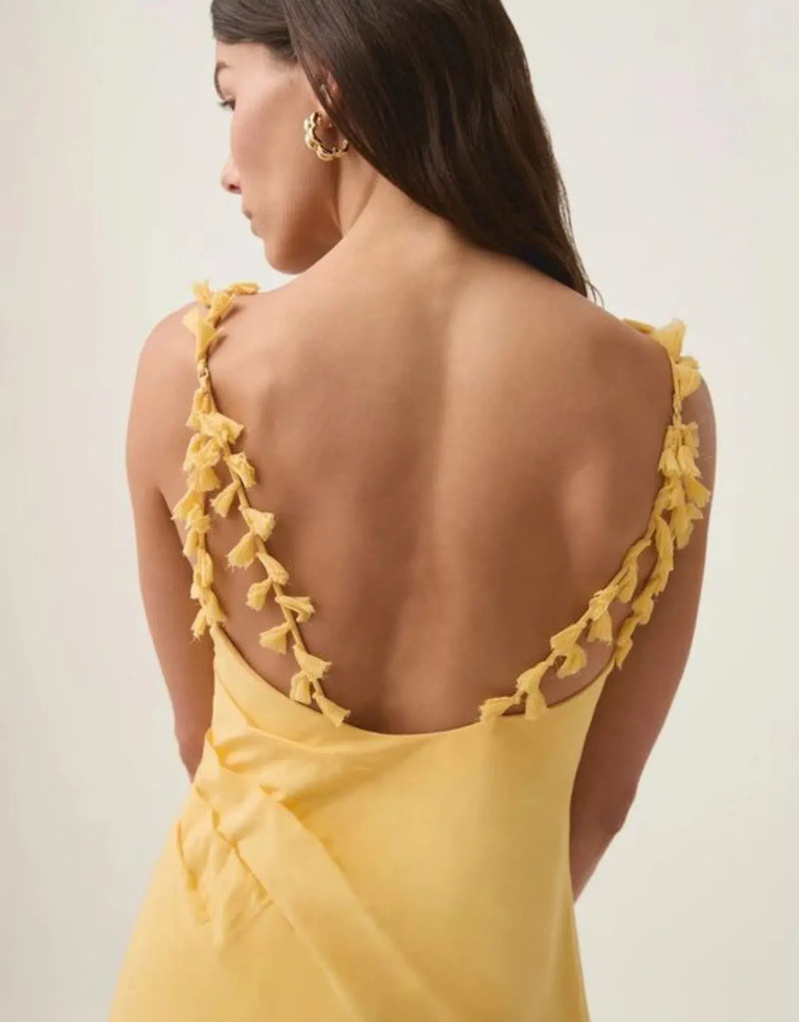 Aje Soulful Pom Pom Midi Dress Soft Yellow Size AU 8 - Image 4