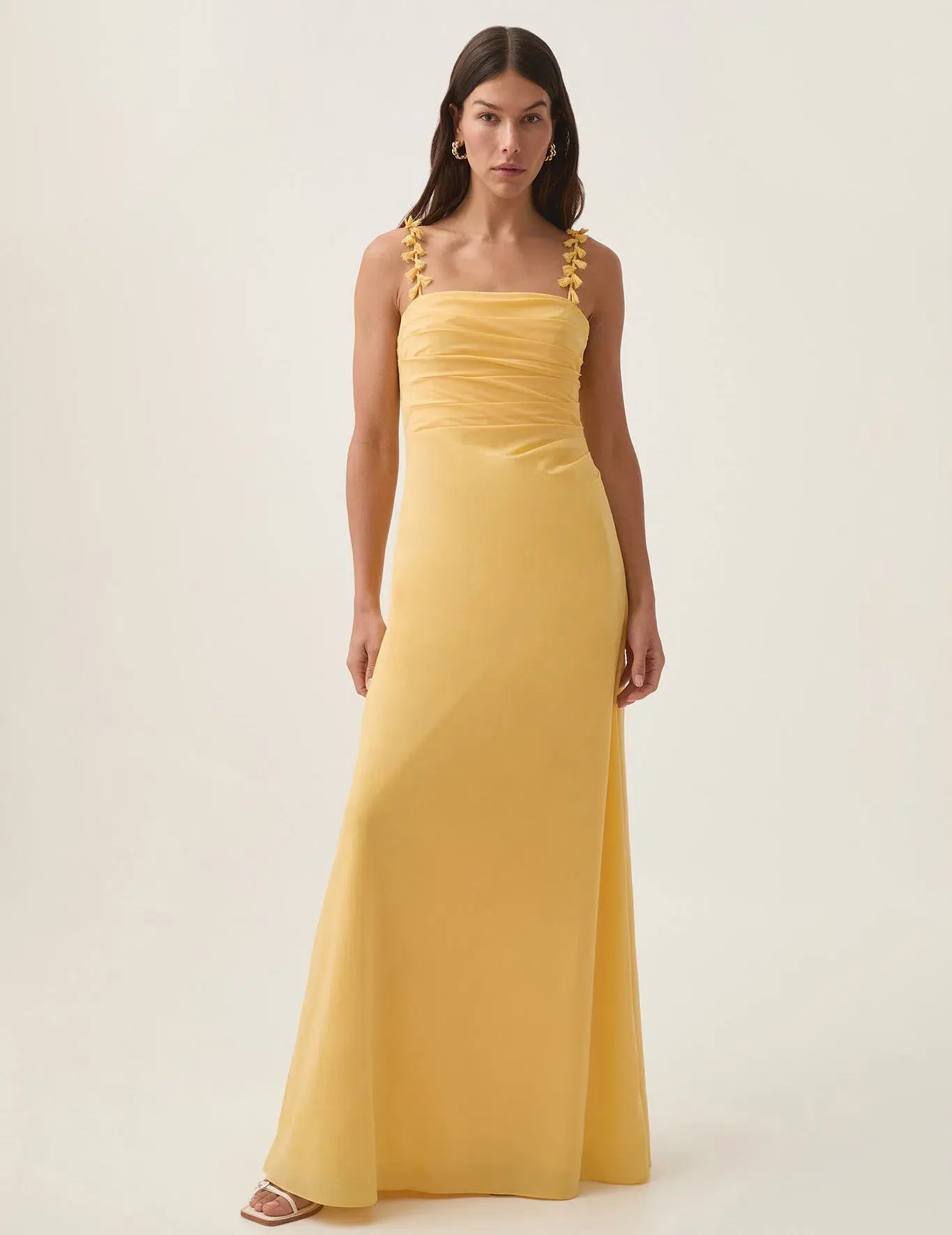 Aje Soulful Pom Pom Midi Dress Soft Yellow Size AU 8 - Image 1