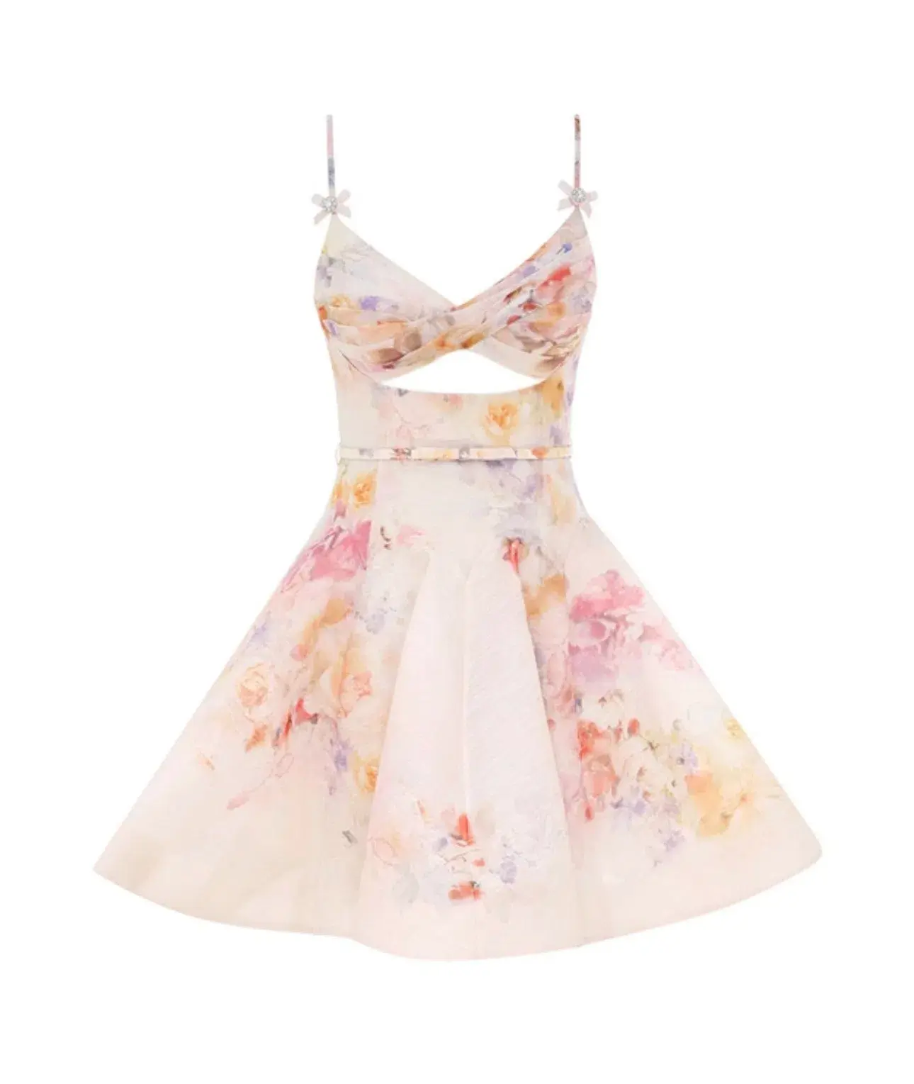 Zimmermann Crush Twist Front Mini Dress Multi Floral Size 0 / AU 8 - Image 4