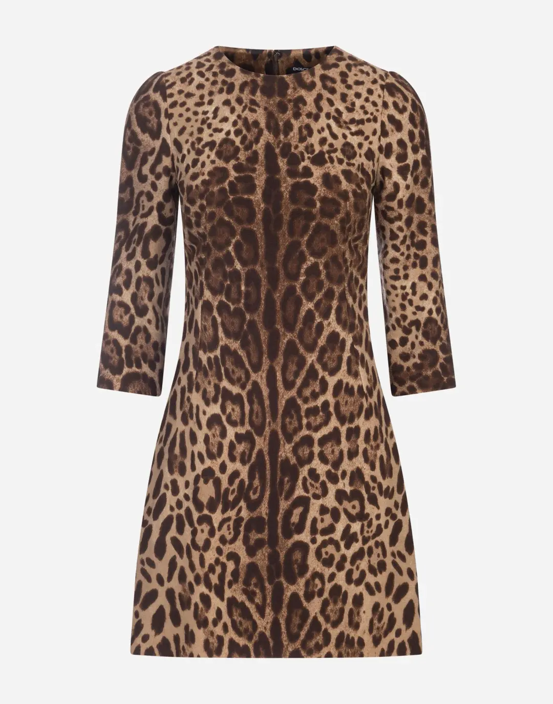 Dolce & Gabbana Double Crepe Mini Dress Leopard Print Size 8 for rent on The Volte - main image