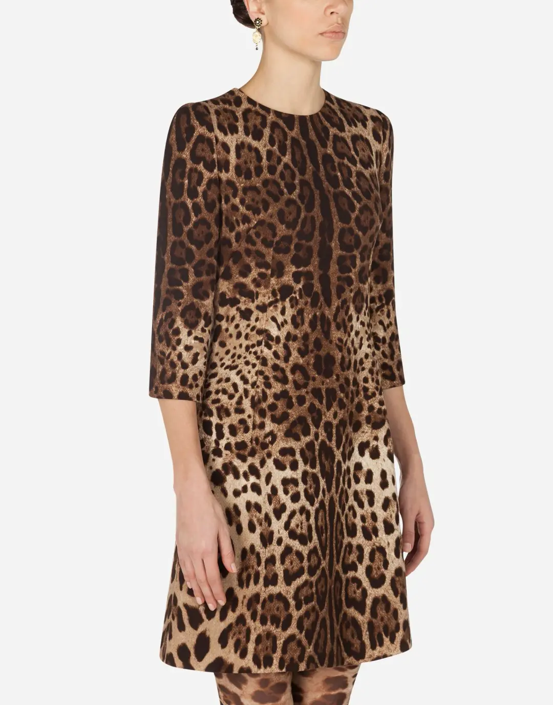 Dolce & Gabbana Double Crepe Mini Dress Leopard Print Size 8 for rent on The Volte - main image