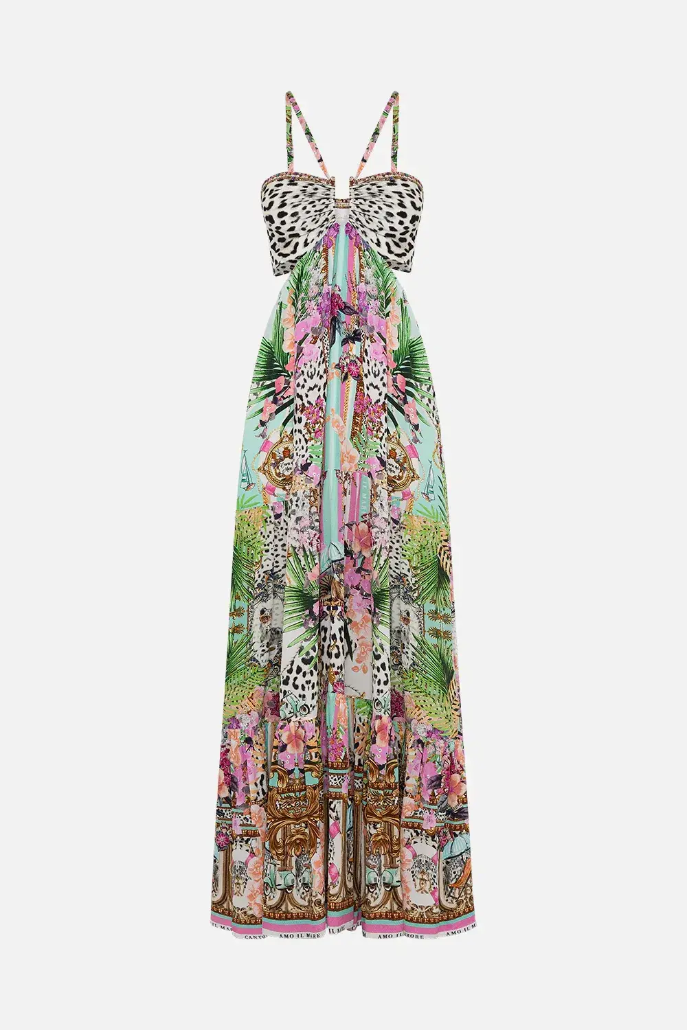 Camilla Dear Amore Mio Gathered Cut Out Dress Print Size L / AU 14 - Image 6