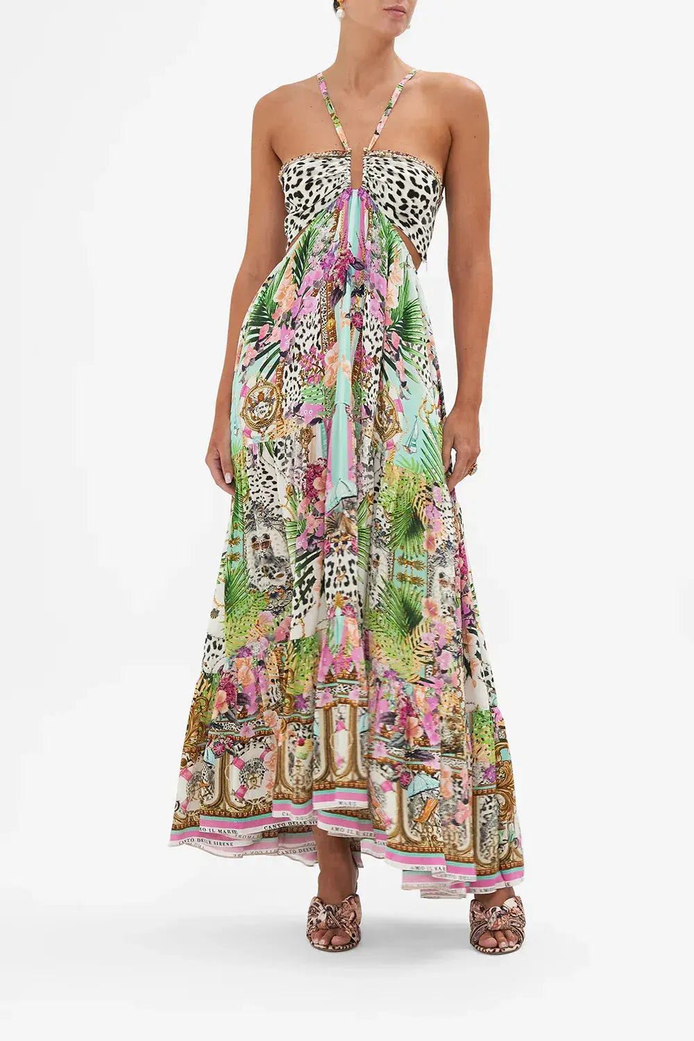 Camilla Dear Amore Mio Gathered Cut Out Dress Print Size L / AU 14 - Image 1