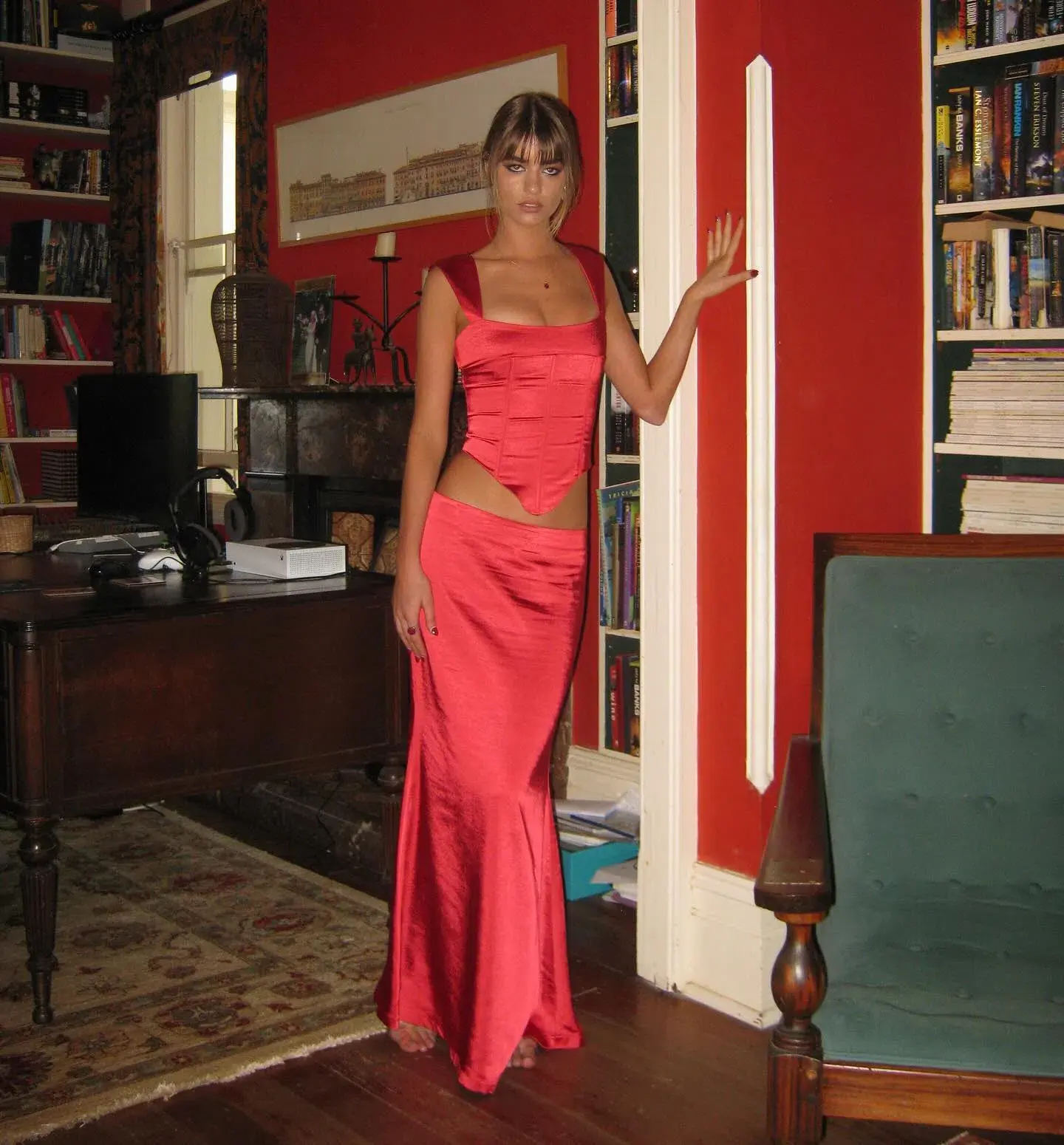 I Am Delilah Valerie Corset and Maxi Skirt Set Red Size XS / AU 6 - Image 1