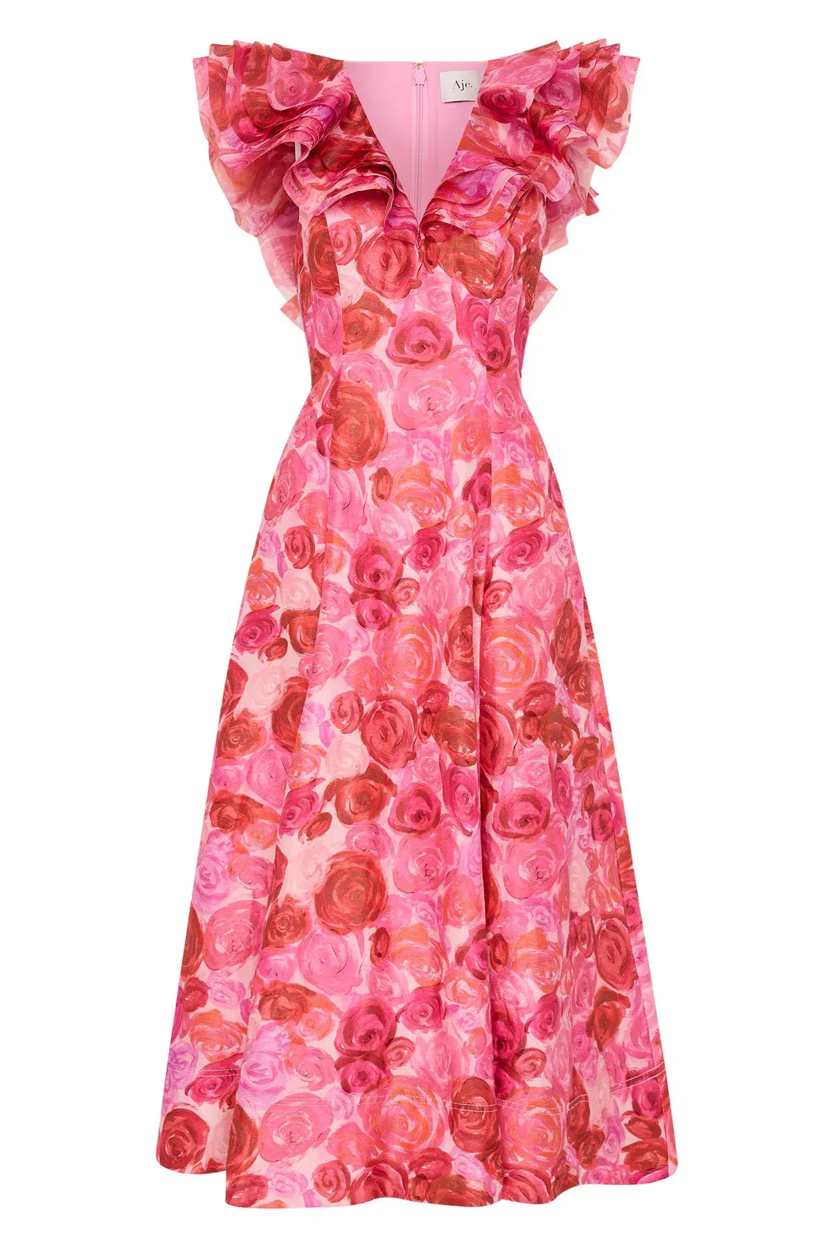 Aje Enchanted Plunge Midi Dress Misty Rose Size 14 - Image 4