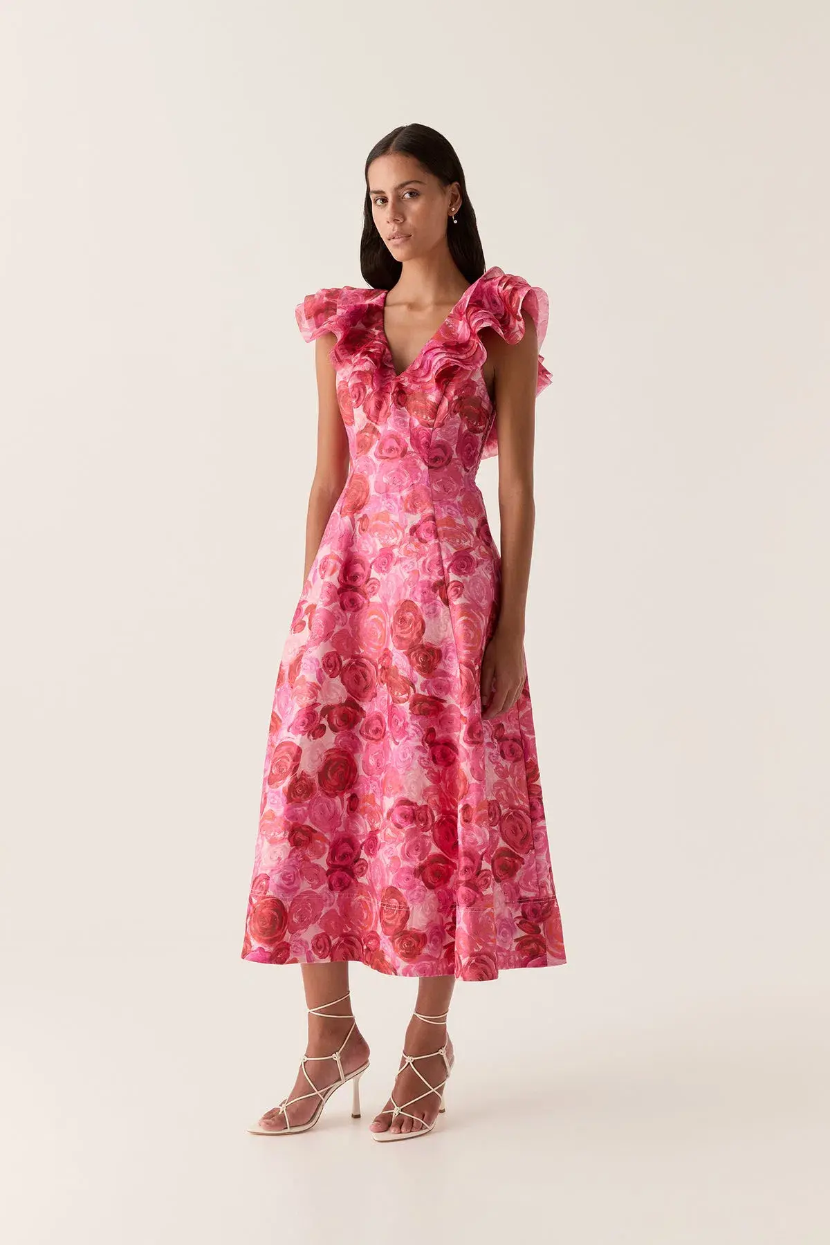 Aje Enchanted Plunge Midi Dress Misty Rose Size 14 - Image 1