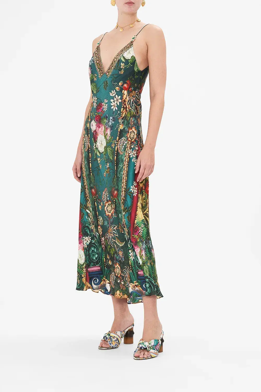 Camilla Verdis World V Neck Bias Slip Floral Size L / AU 14 - Image 5