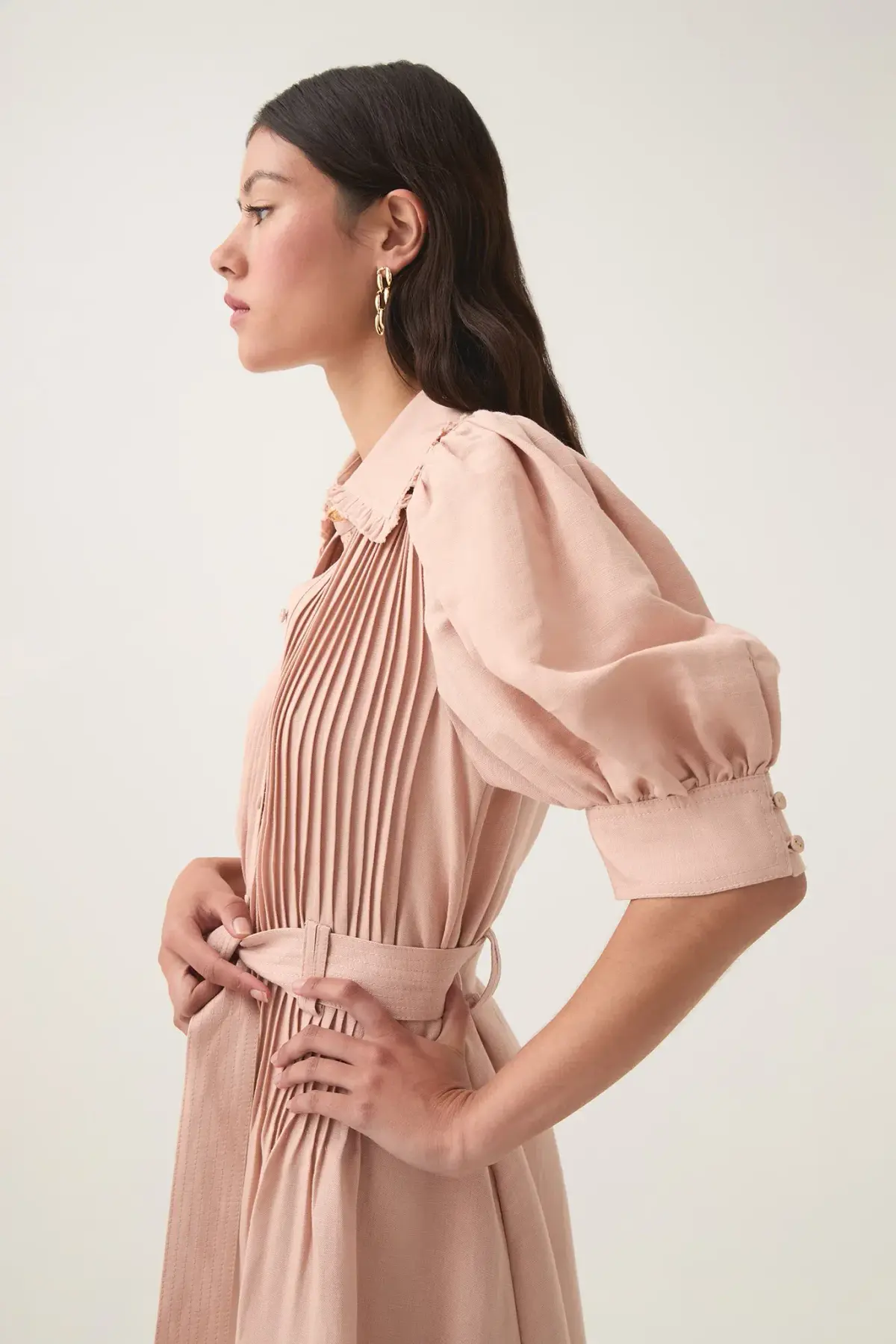 Aje Madeleine Belted Midi Dress Blush Pink Size 4  - Image 2