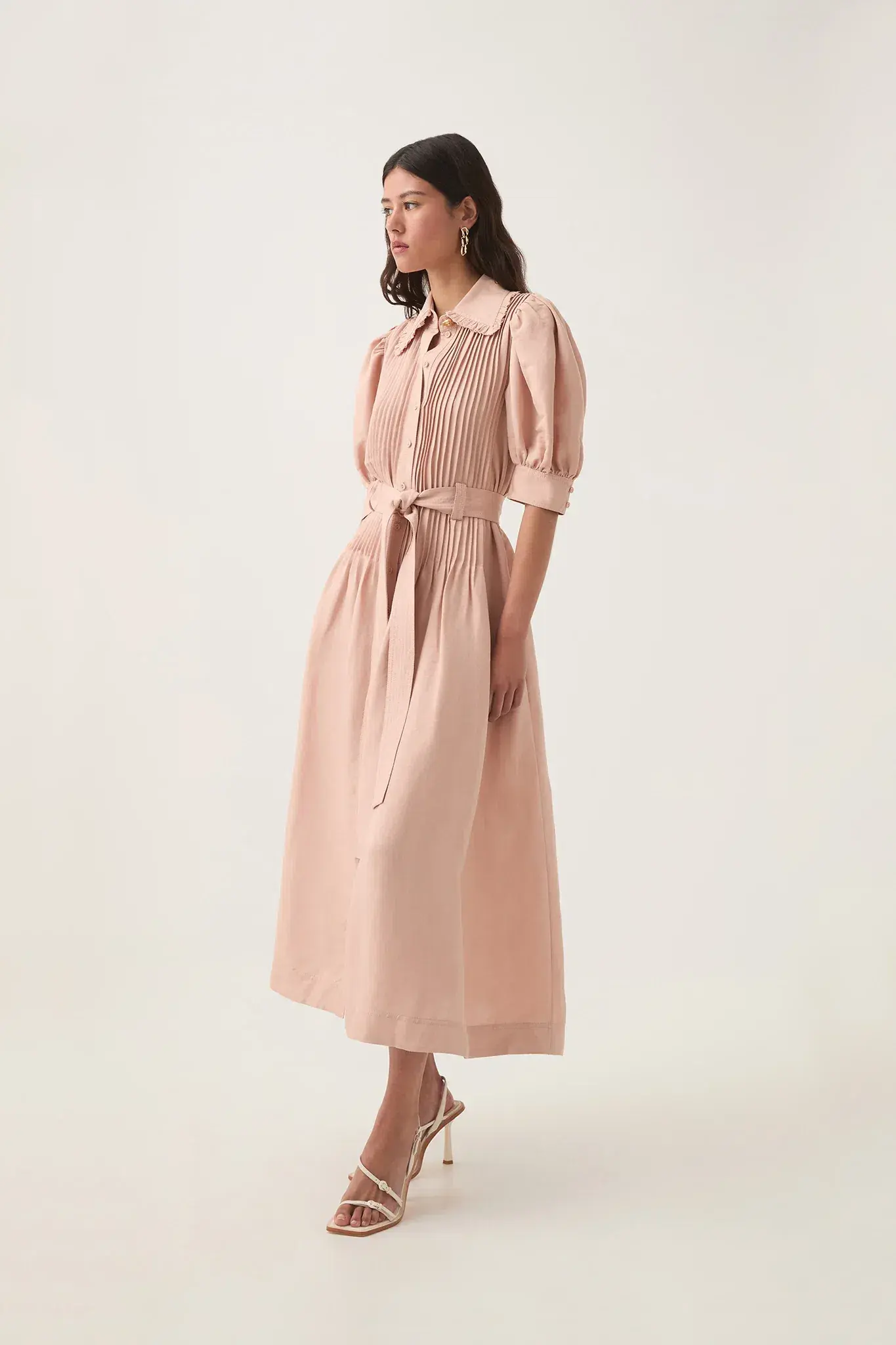 Aje Madeleine Belted Midi Dress Blush Pink Size 4  - Image 1