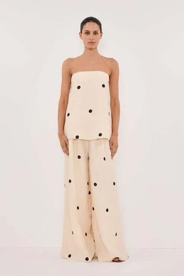 DISSH Beverly Cream Spot Strapless Top and Pants Set Cream Size 10/12 - Image 6