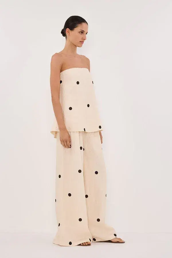 DISSH Beverly Cream Spot Strapless Top and Pants Set Cream Size 10/12 - Image 7