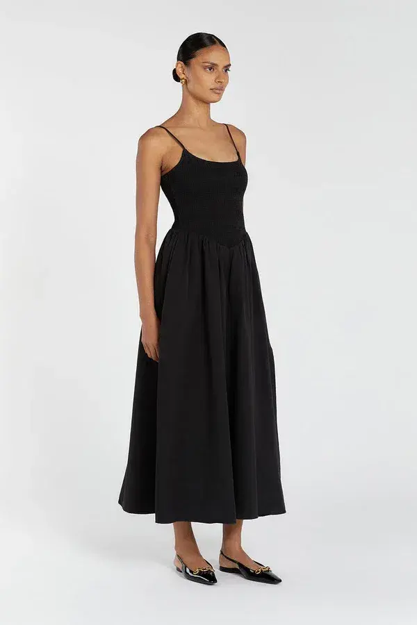 DISSH Milano Cotton Midi Dress Black Size 8 - Image 5