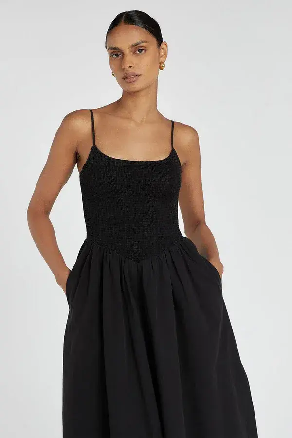 DISSH Milano Cotton Midi Dress Black Size 8 - Image 4