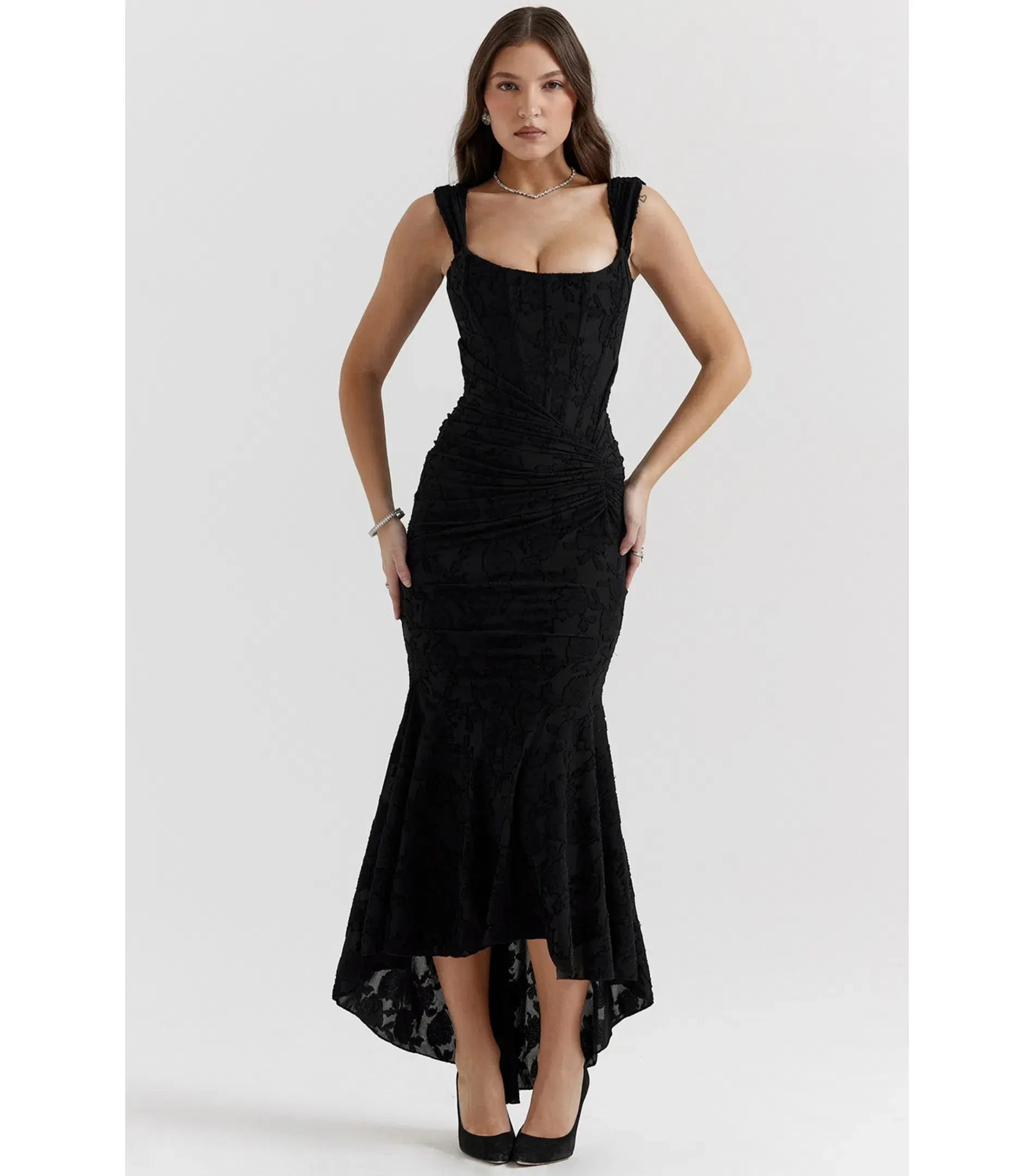 House of CB Cesca Floral Maxi Dress Black Size AU 8 - Image 1