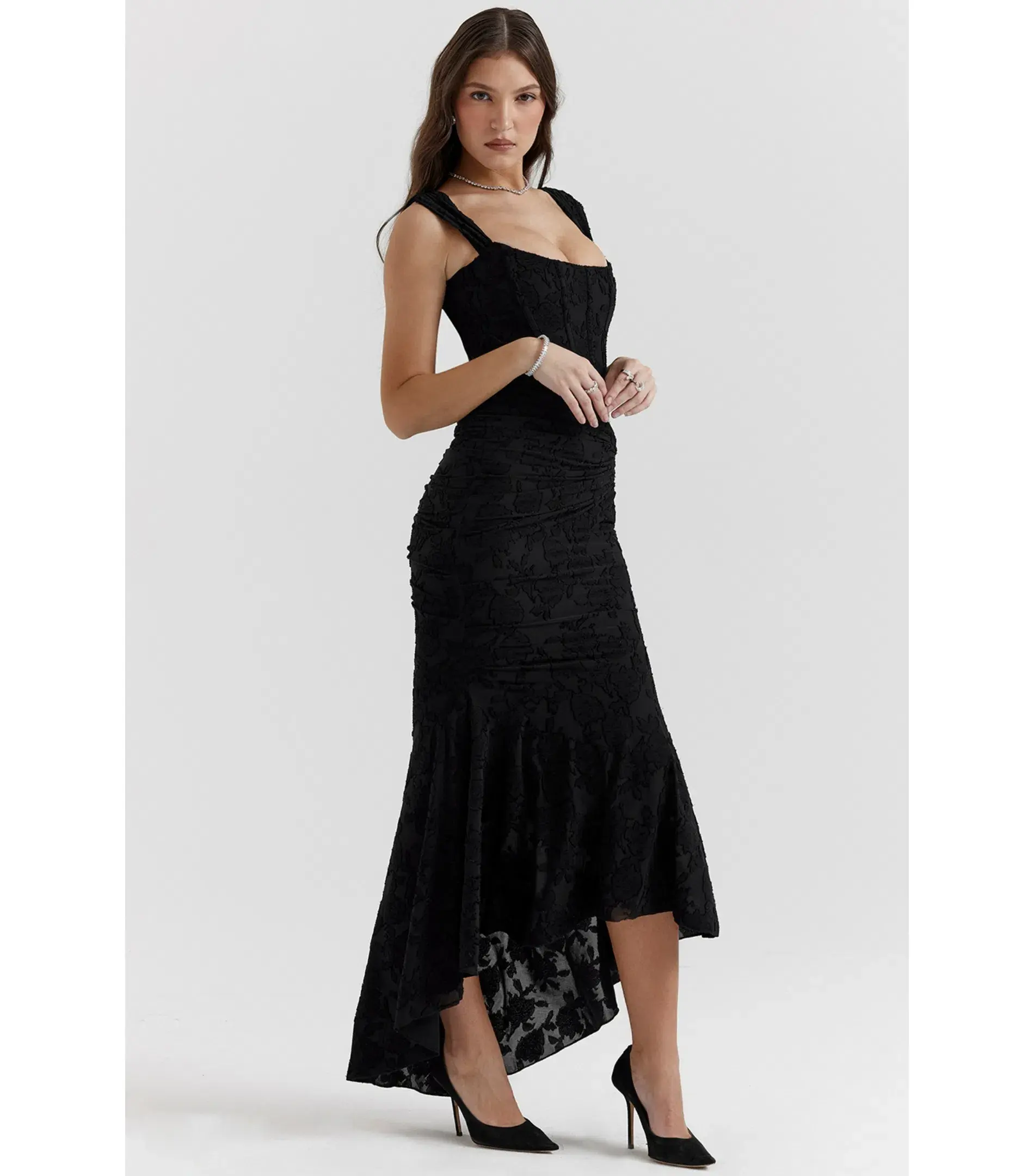 House of CB Cesca Floral Maxi Dress Black Size AU 8 - Image 2