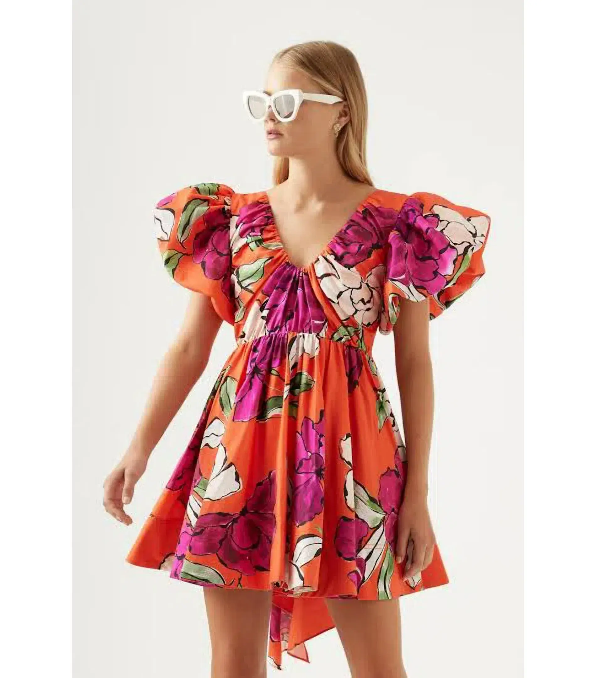 Aje Gretta Bow Back Mini Dress Vivid Camellia Size AU 8 - Image 2