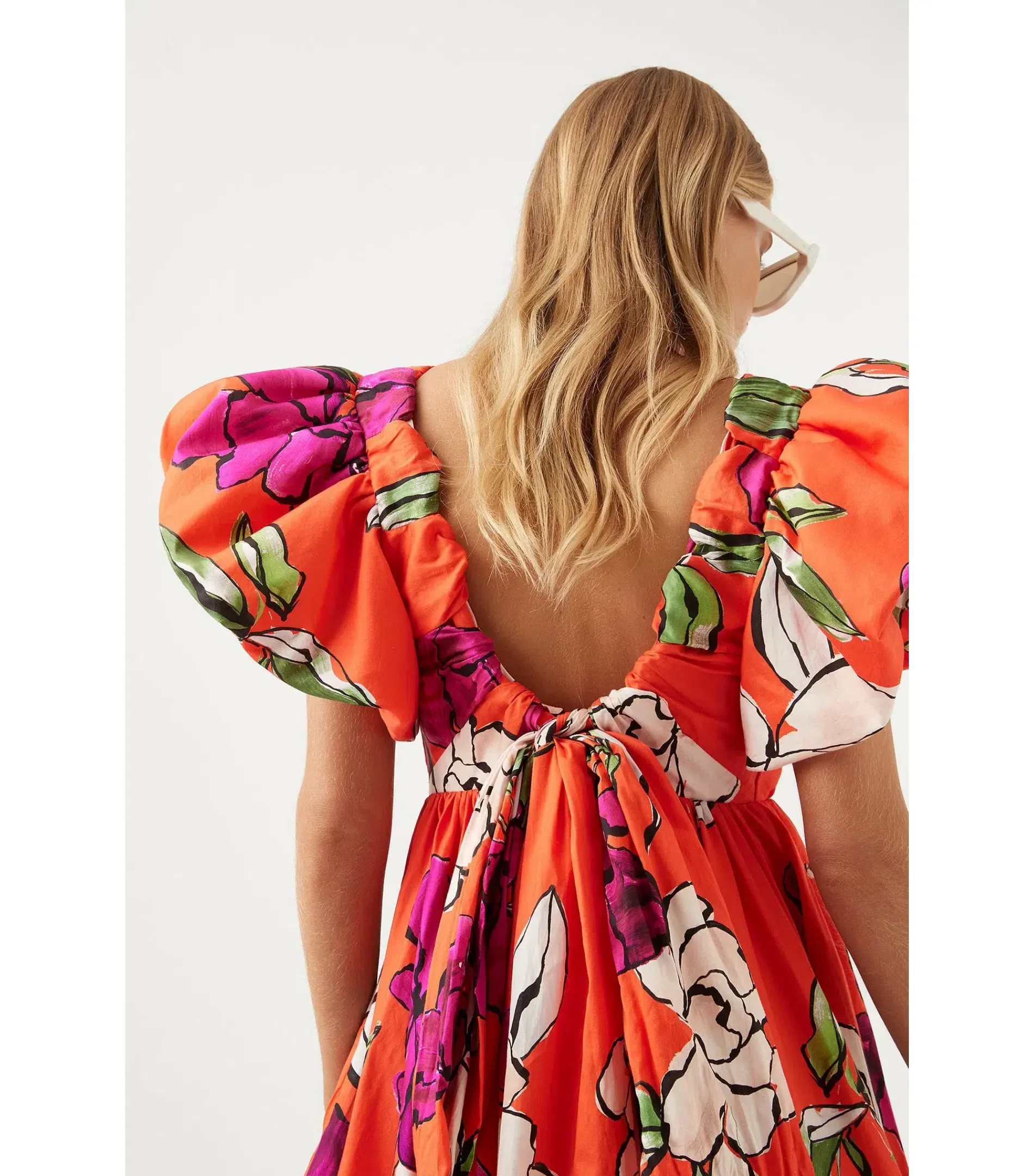 Aje Gretta Bow Back Mini Dress Vivid Camellia Size AU 8 - Image 3