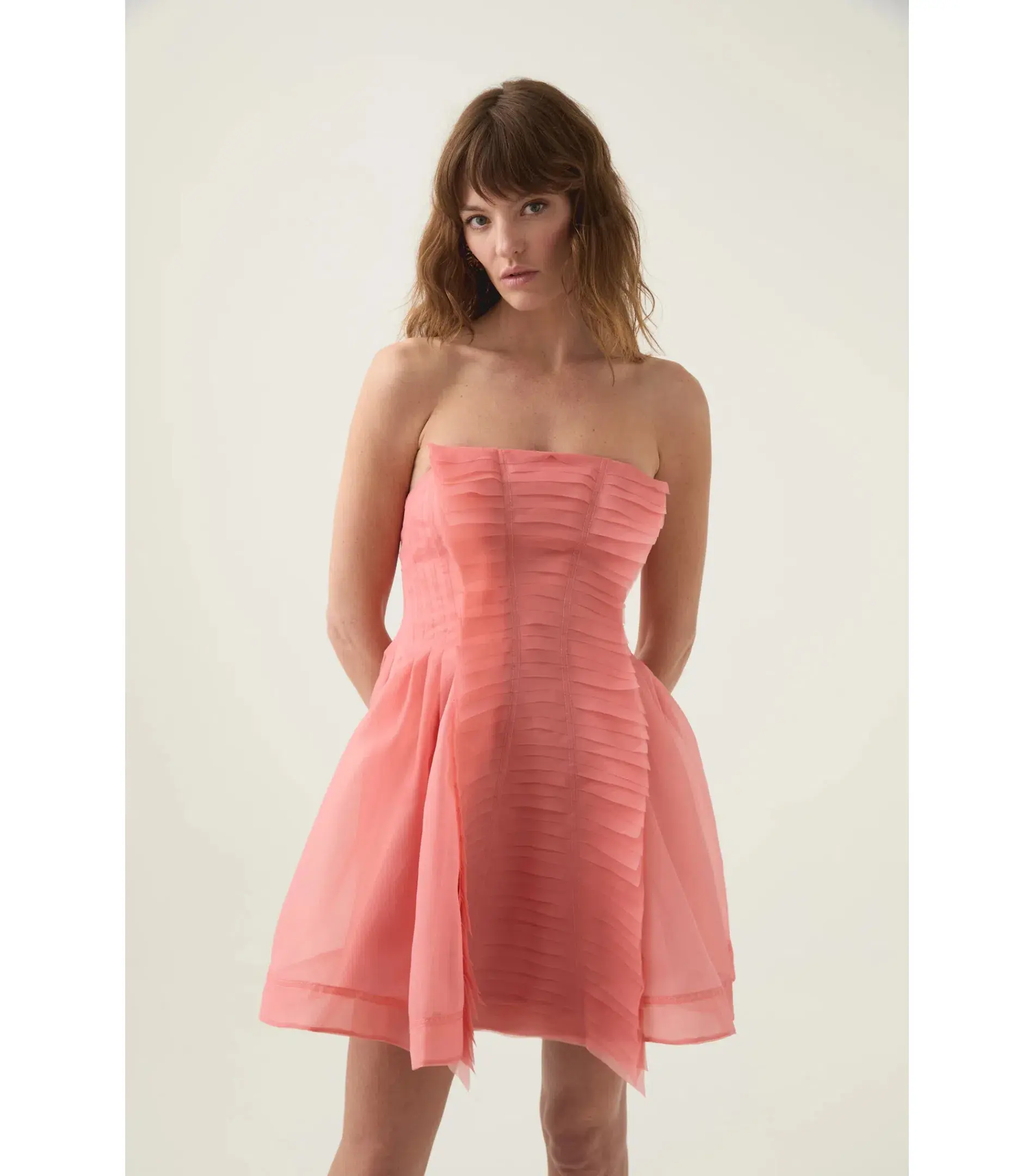 Aje Astrid Strapless Mini Dress Washed Coral Size AU 10 - Image 2