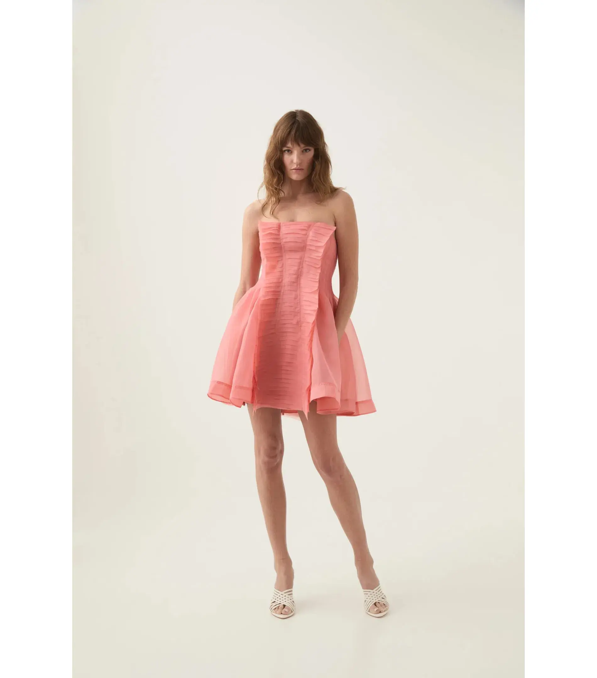 Aje Astrid Strapless Mini Dress Washed Coral Size AU 10 - Image 1