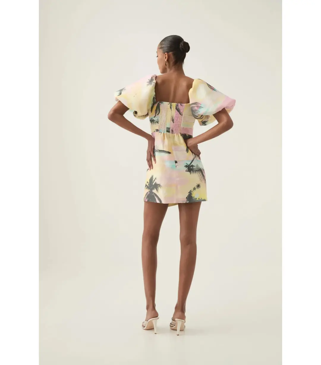 Aje Paradise Wrap Front Mini Dress Sunset sky Size AU 14 for rent on The Volte - main image