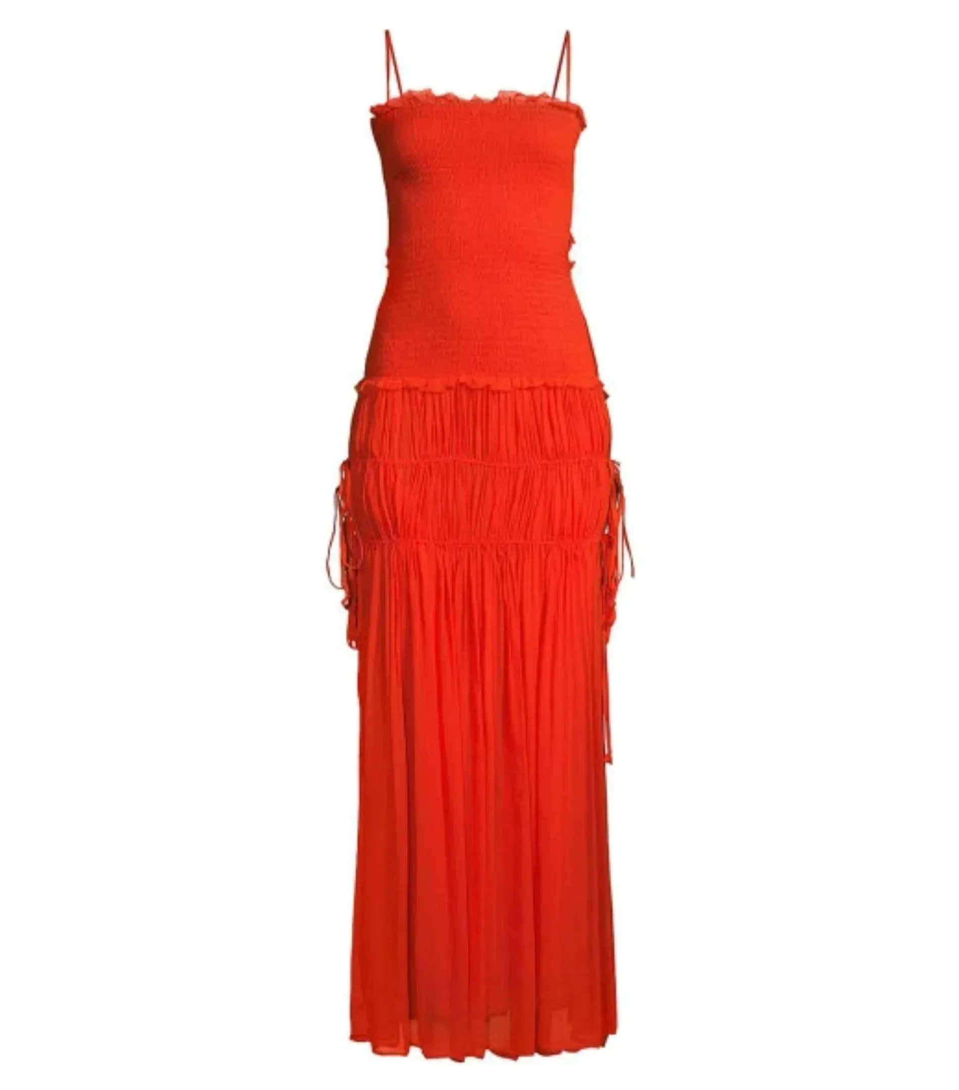 Bec & Bridge Charlotte Smocked Cut-Out Maxi Dress in Flame Size AU 6 - Image 4