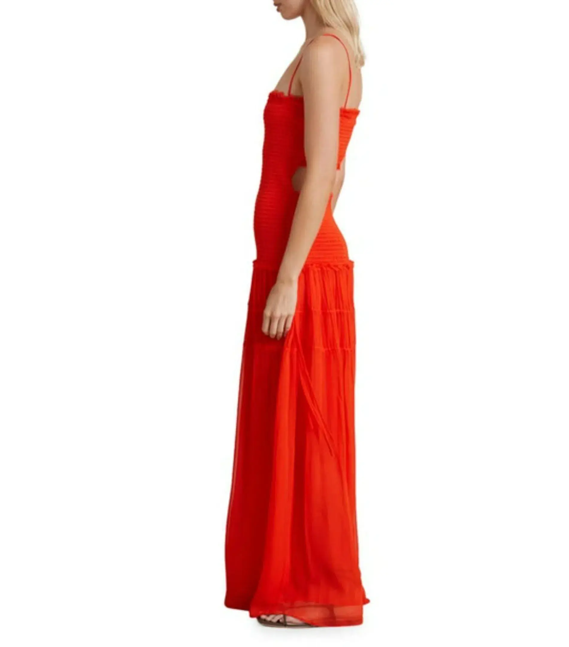 Bec & Bridge Charlotte Smocked Cut-Out Maxi Dress in Flame Size AU 6 - Image 2