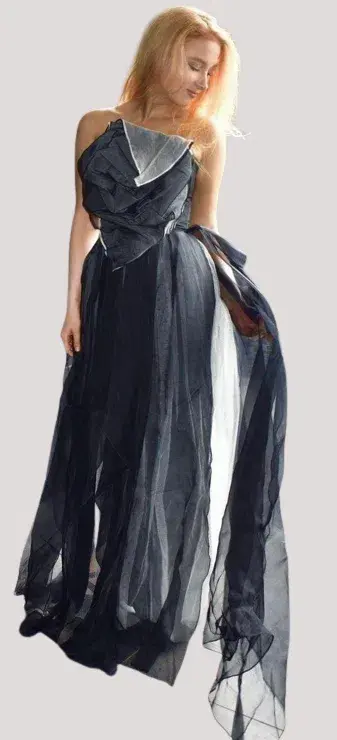 Carla Zampatti Organza Evening Gown Black Size 6 - Image 1