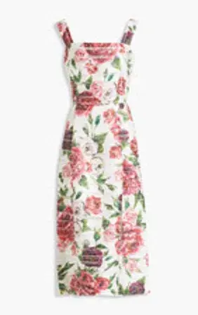 Dolce & Gabbana Pleated floral-print organza midi dress AU 12  - Image 2