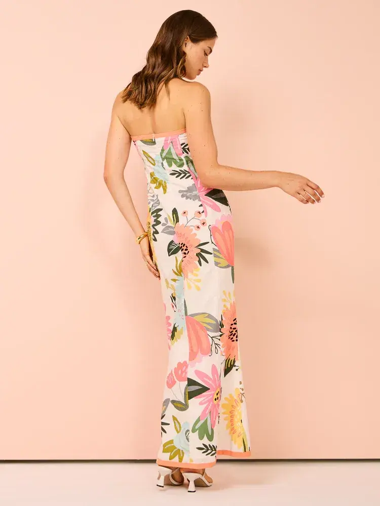 By Nicola Claudia Strapless Wrap Maxi Dress in Potpourri/Melon Size 6 - Image 3