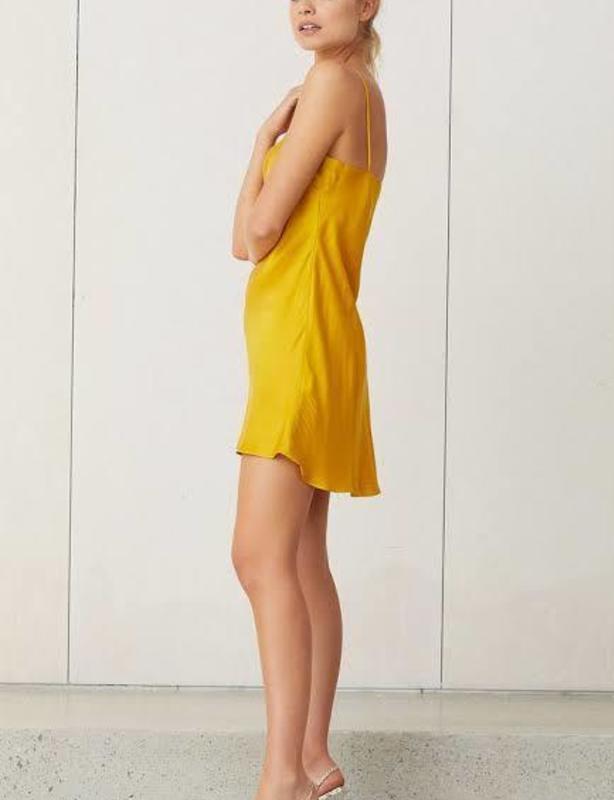 Bec & Bridge Classic Silk Mini Dress Marigold Size 10 for rent on The Volte - main image