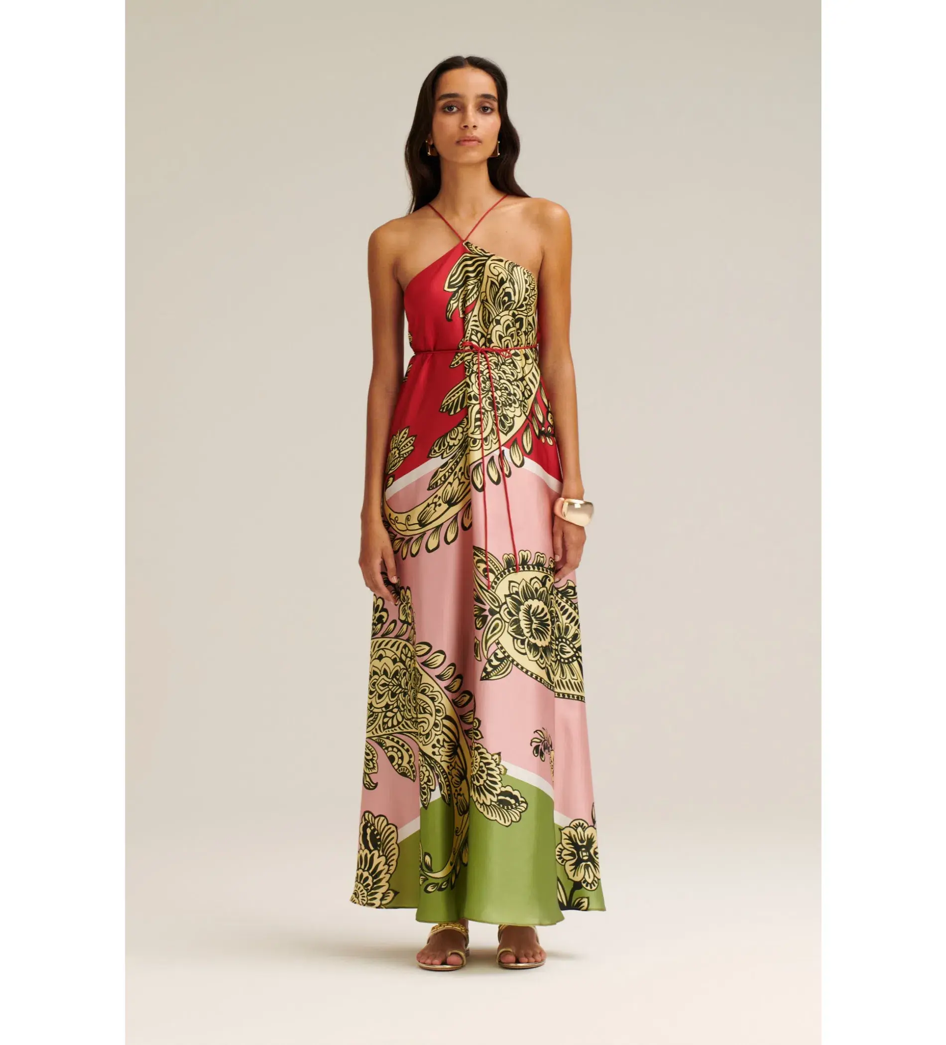 Scanlan Theodore Silk Harrow Print Dress in Red Pink Size AU 6 - Image 1