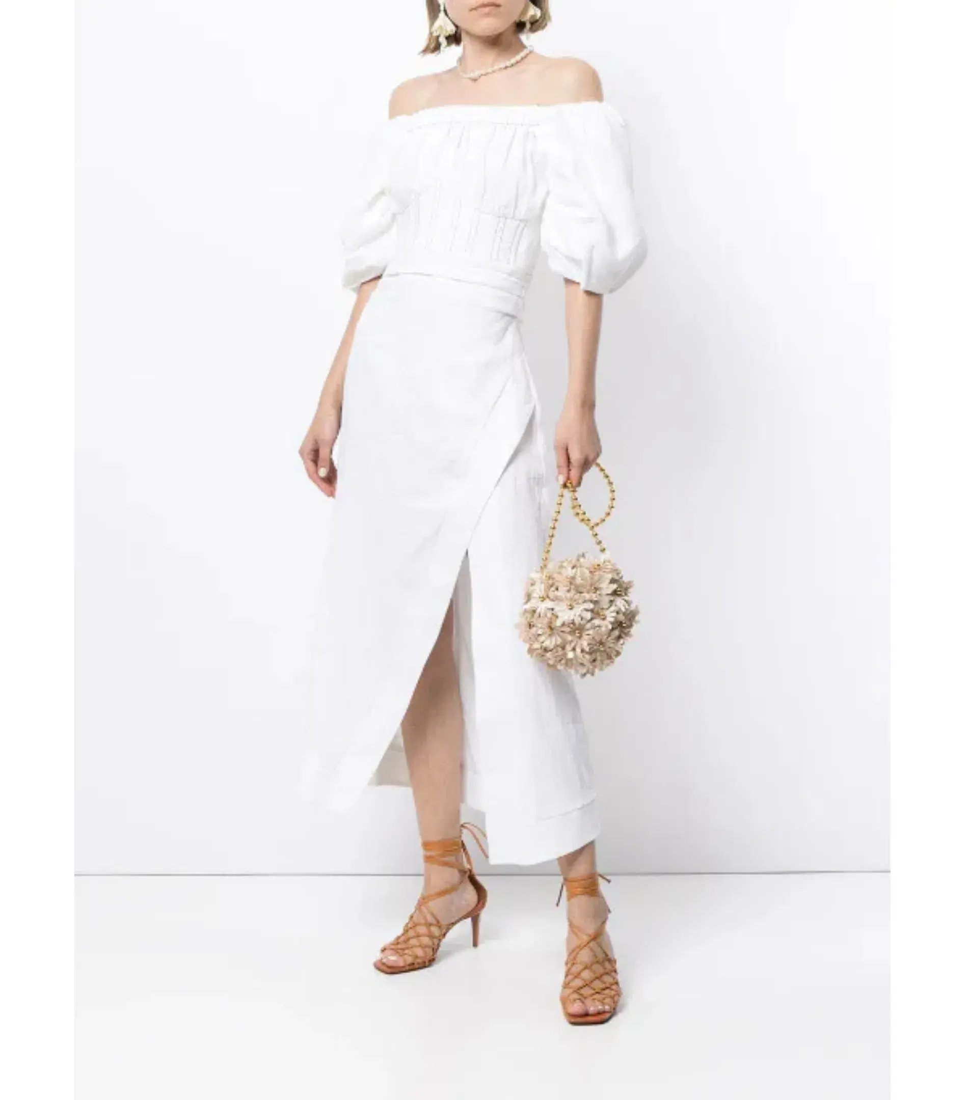 Rachel Gilbert The Capri Linen Dress in White Size AU 6 - Image 1