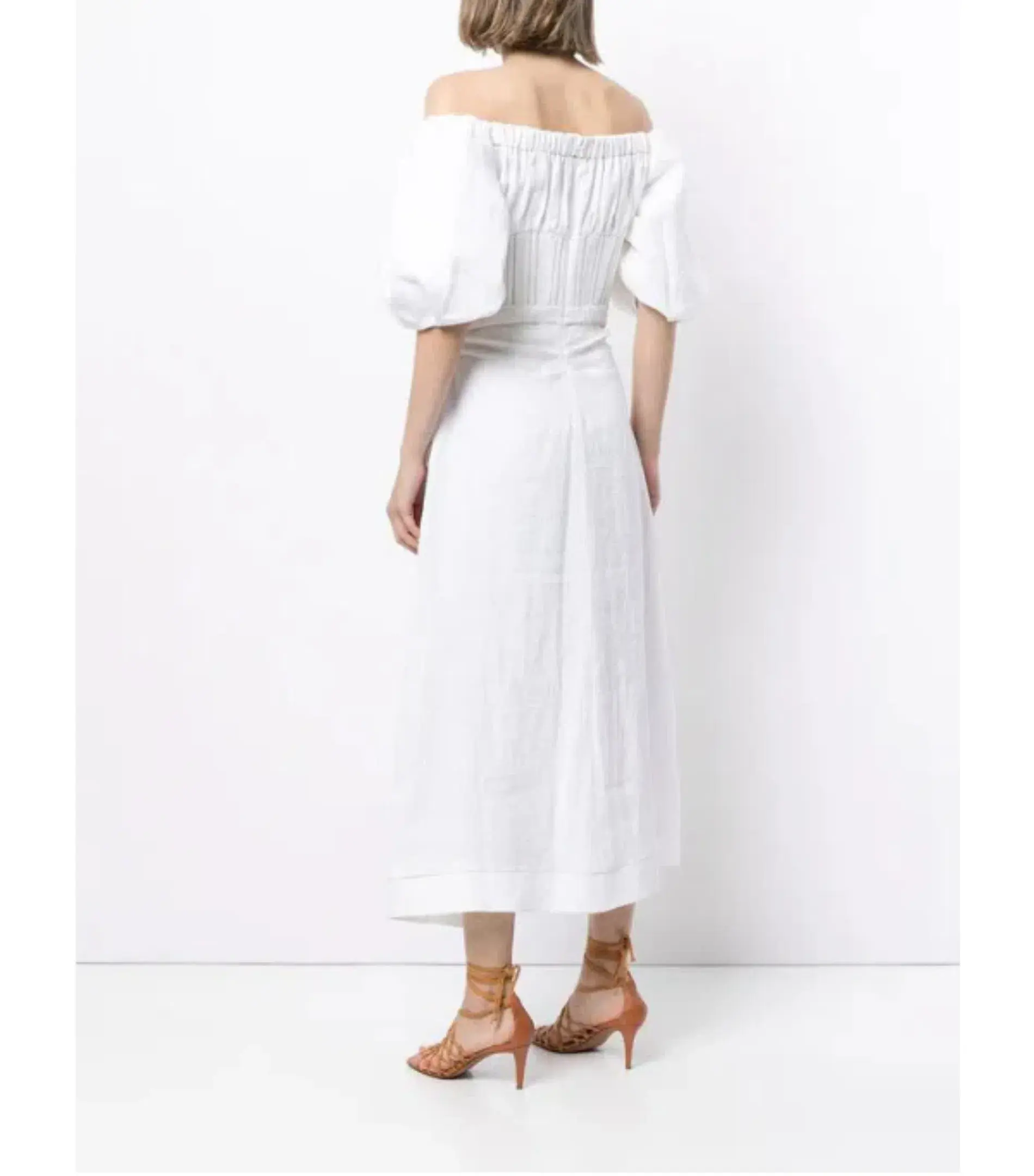 Rachel Gilbert The Capri Linen Dress in White Size AU 6 - Image 3