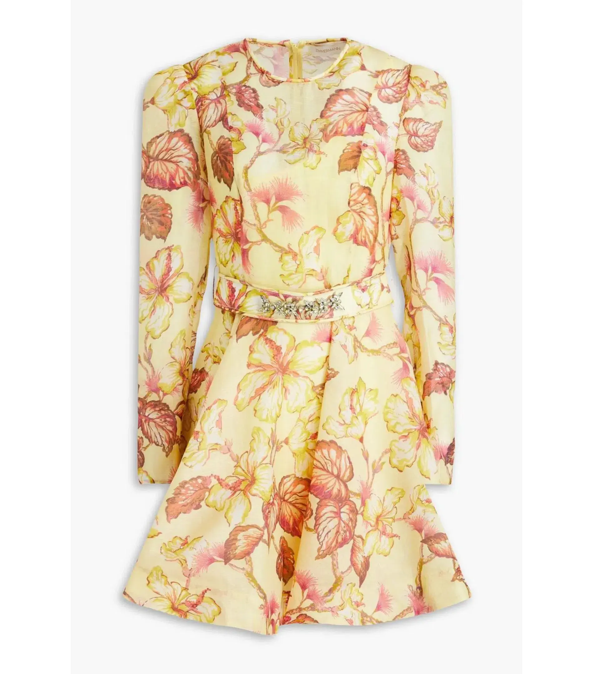 Zimmermann Matchmaker Floral Mini Dress in Yellow Hibiscus Size 0 / AU 8 - Image 3