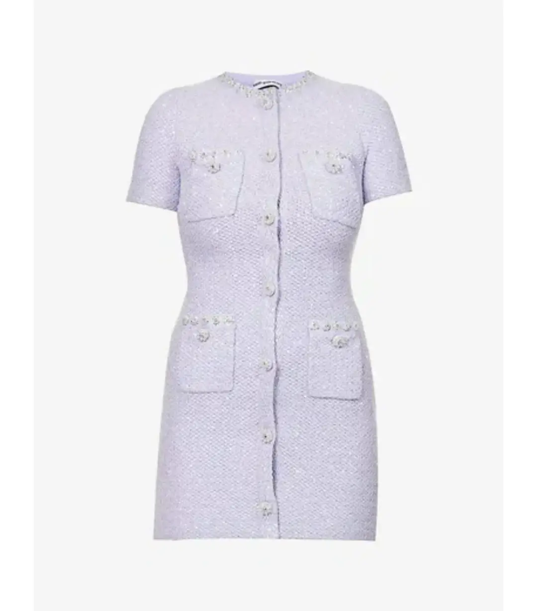 Self Portrait Embellished Tweed Mini Dress Lilac Size AU 8 for rent on The Volte - main image