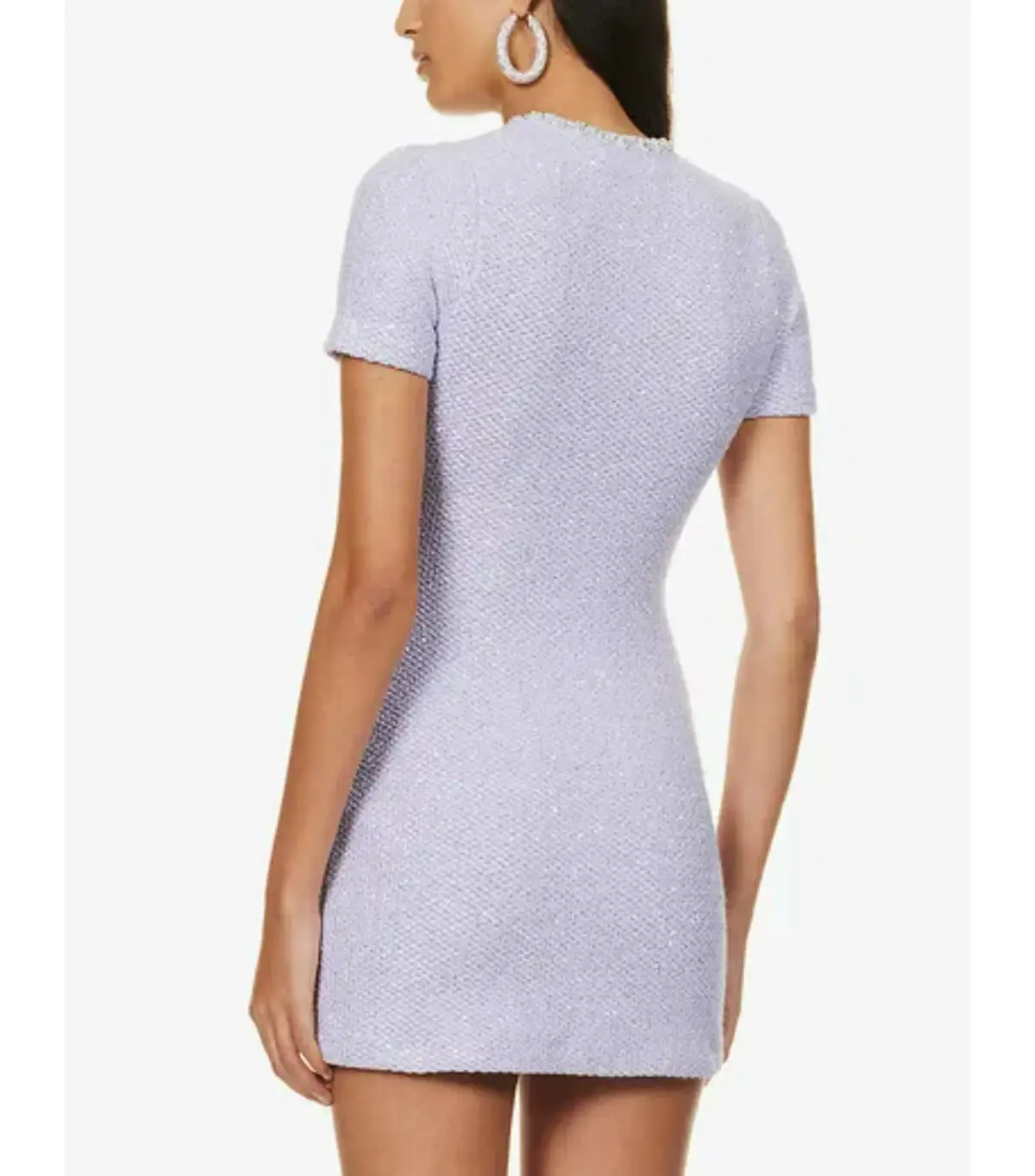 Self Portrait Embellished Tweed Mini Dress Lilac Size AU 8 - Image 4