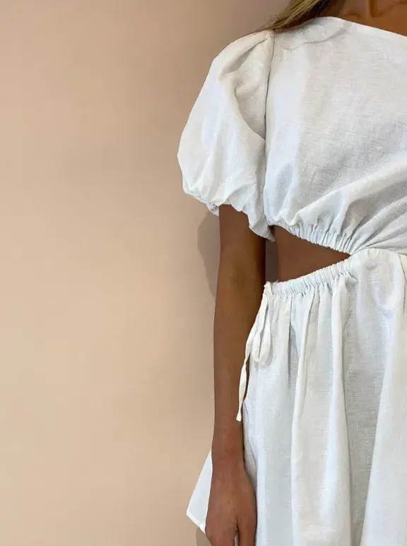 By Nicola Gabriella Asymmetrical Mini Dress in White Size AU 8 - Image 3