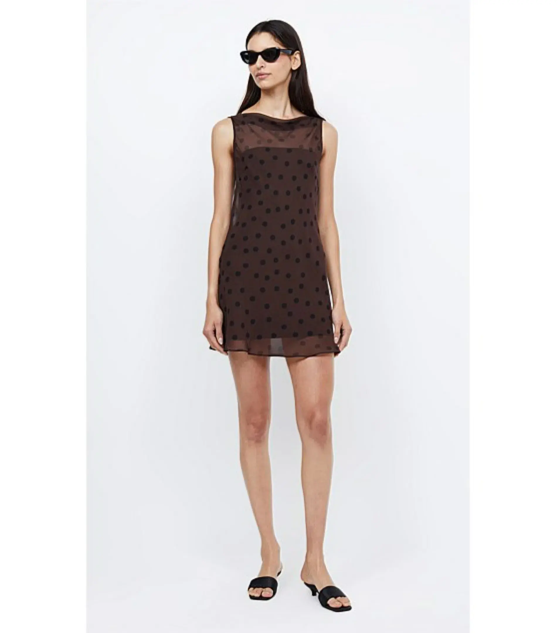 Bec & Bridge Turner Boatneck Mini Dress in Chocolate/Black Size AU 8 - Image 1