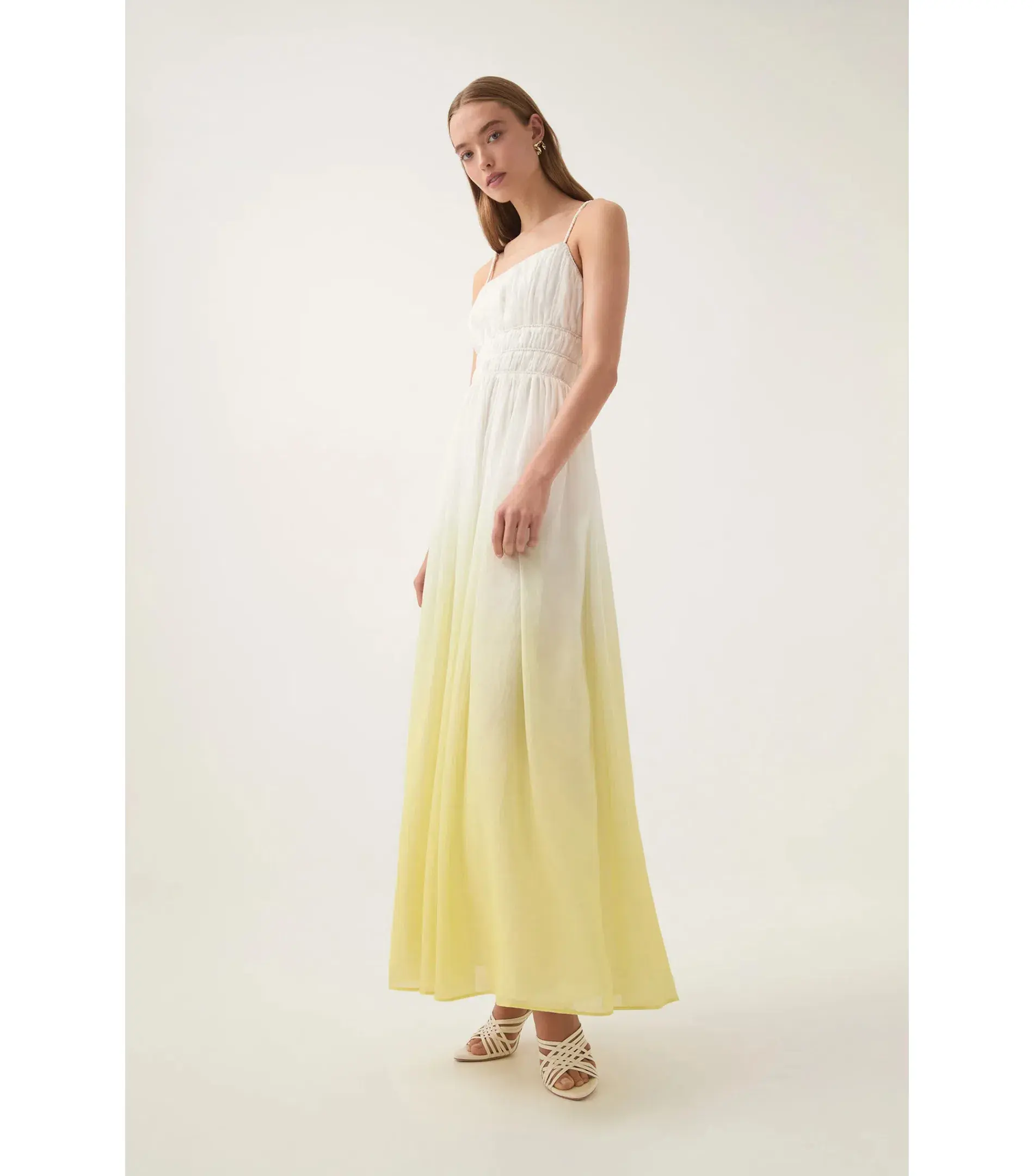 Aje Acapella Ruched Midi Dress Sunrise Ombre Size AU 12  - Image 2
