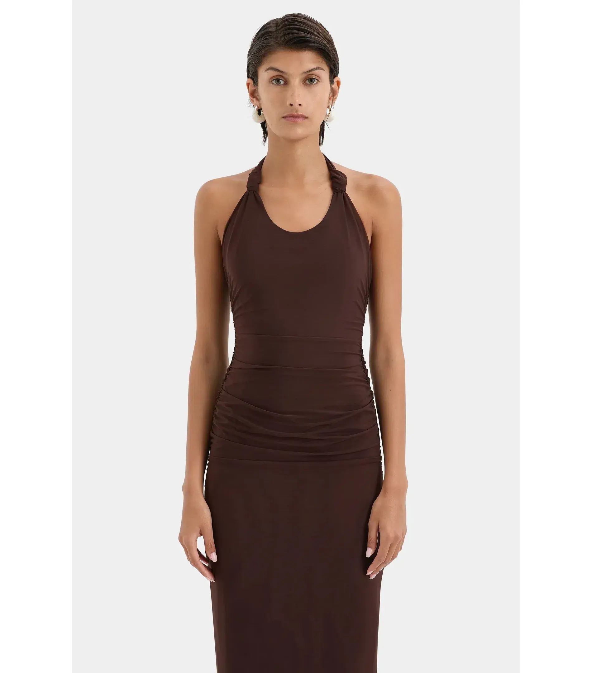 Sir the Label Jacques Knot Midi Dress in Chocolate Size 3 / AU 12  - Image 3
