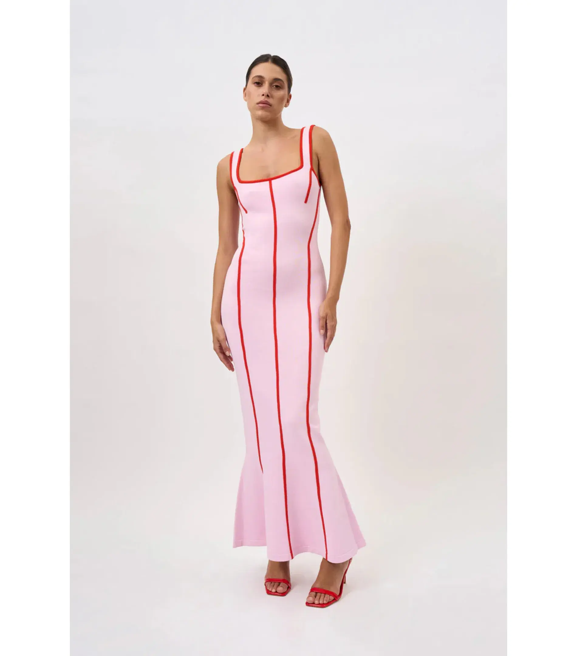 By Johnny Belle Contrast Pipe Knit Dress Pink Red Size AU 10  - Image 1