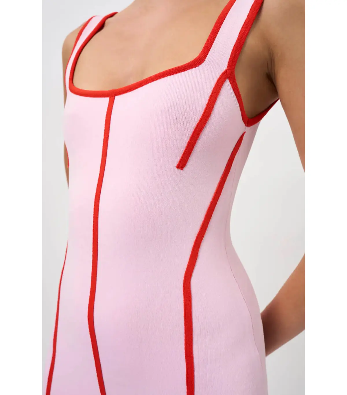 By Johnny Belle Contrast Pipe Knit Dress Pink Red Size AU 10  - Image 2