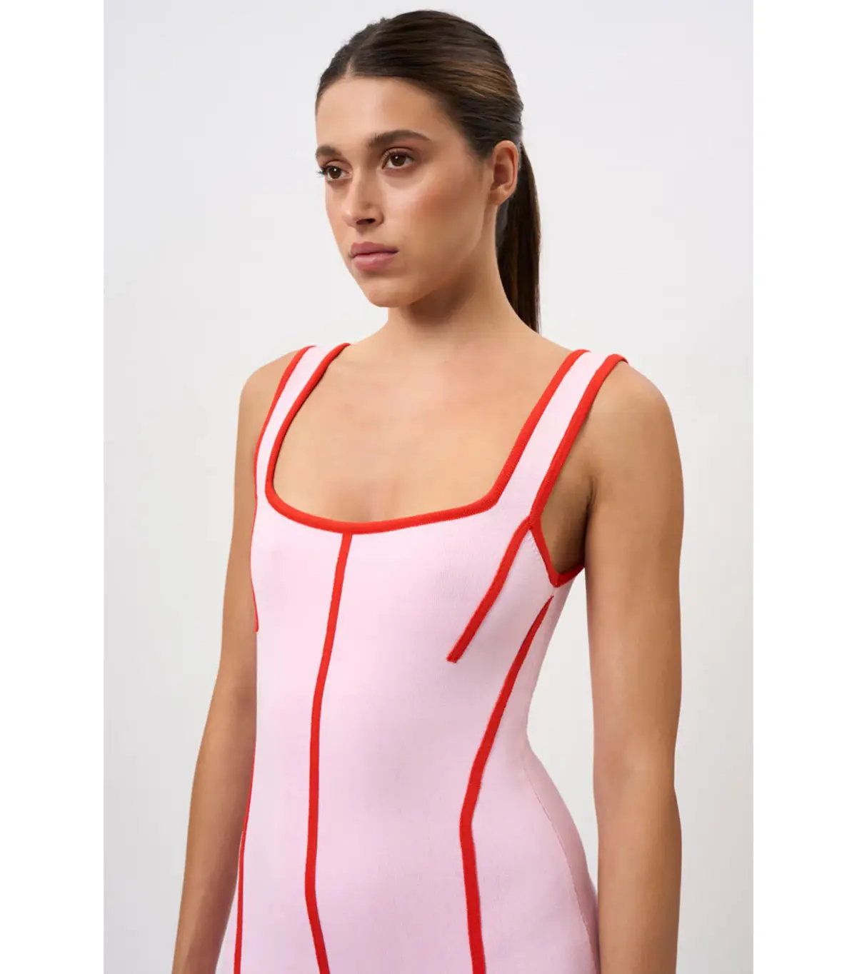 By Johnny Belle Contrast Pipe Knit Dress Pink Red Size AU 10  - Image 4