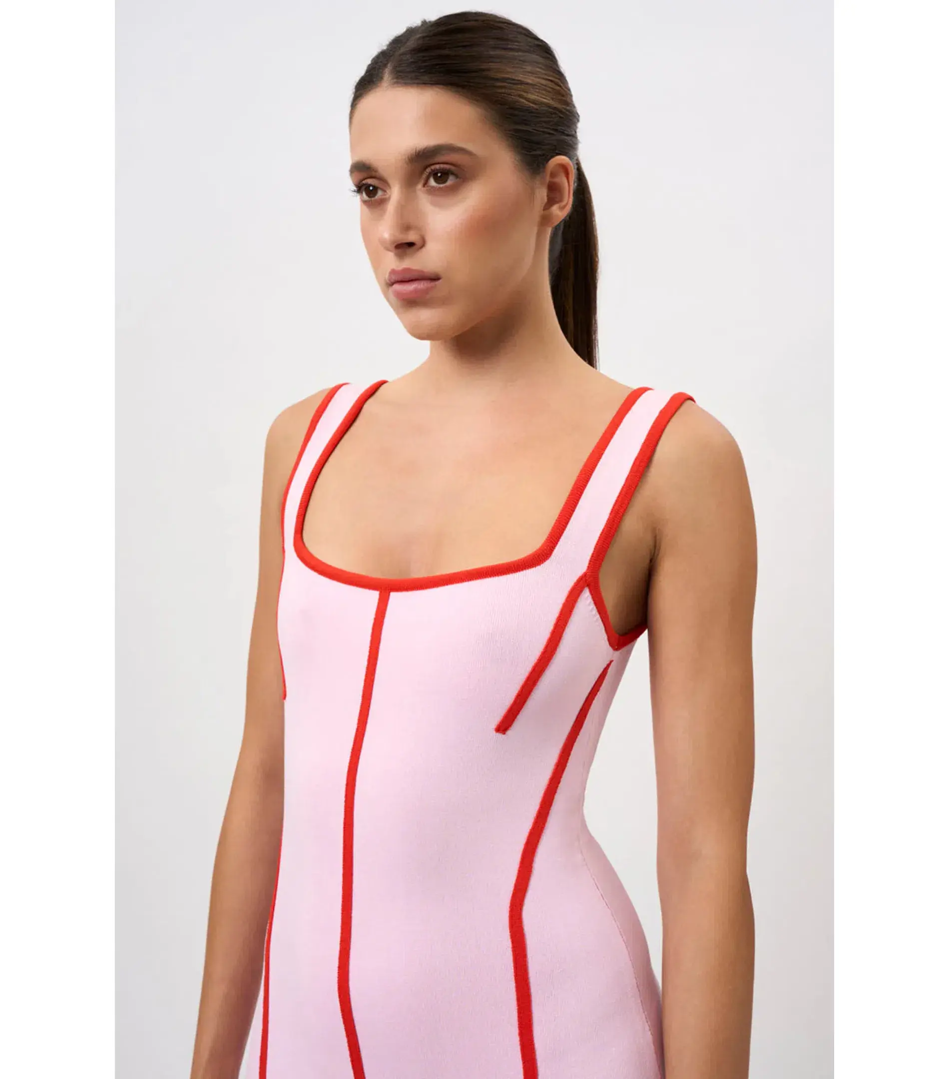 By Johnny Belle Contrast Pipe Knit Dress Pink Red Size AU 10  - Image 4