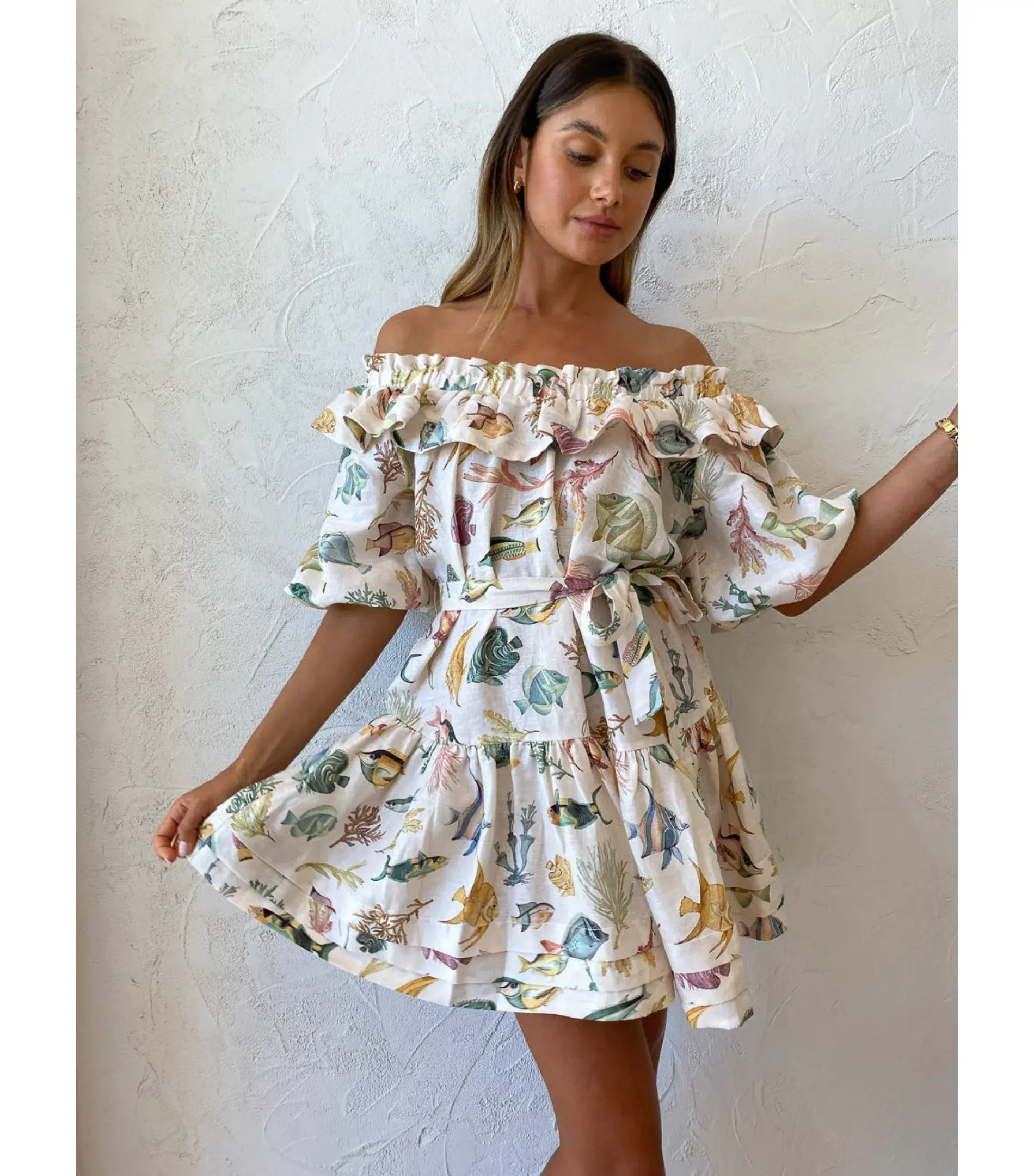 Alemais Wanda Frill Mini Dress Print Size AU 14 - Image 2
