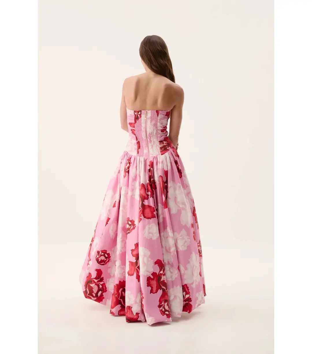Aje Behold Maxi Dress in Pink Boldly Blooming Size AU 10 for rent on The Volte - main image