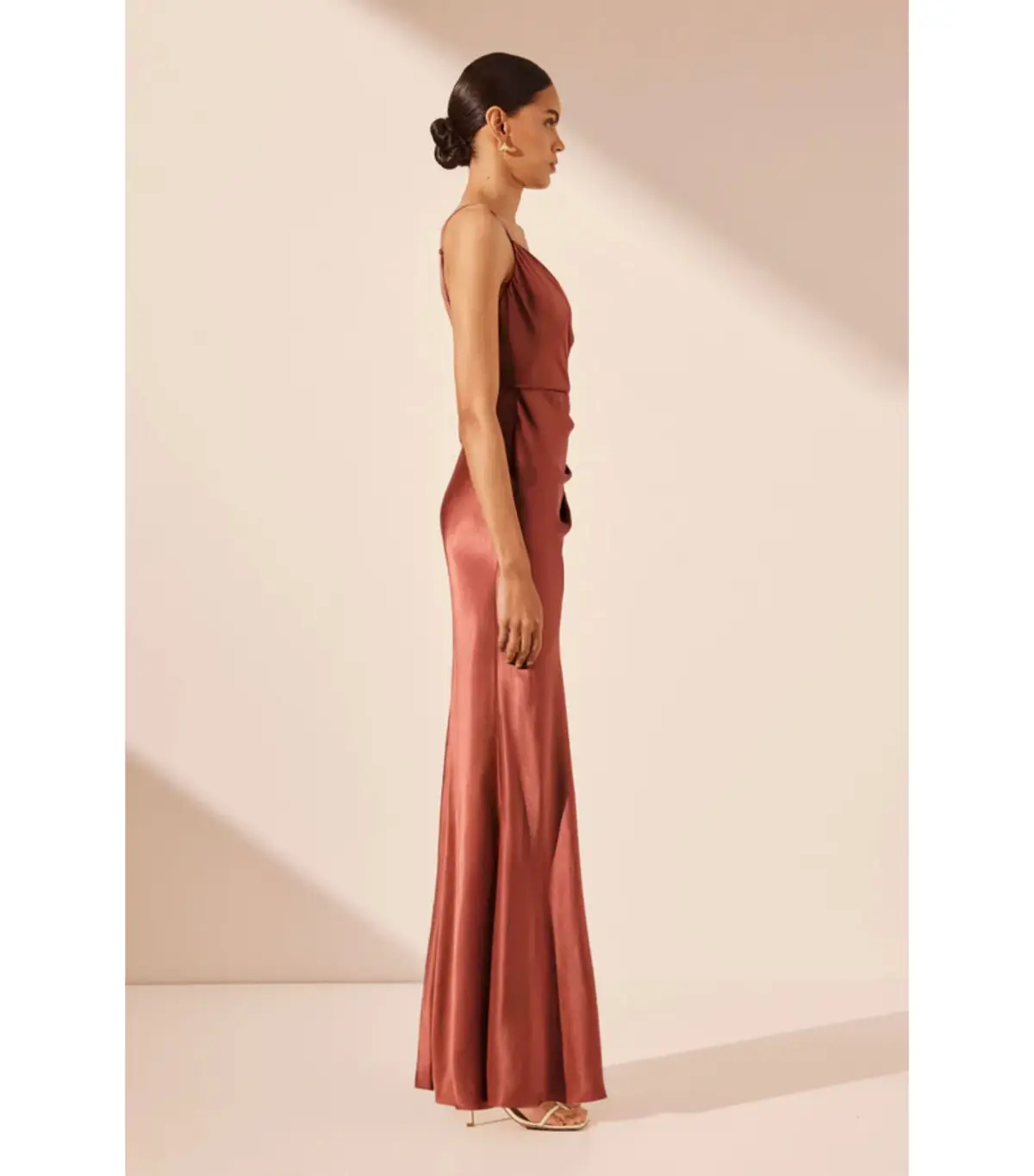Shona Joy La Lune Cross Draped Maxi Dress in Terracotta Size AU 12 - Image 4